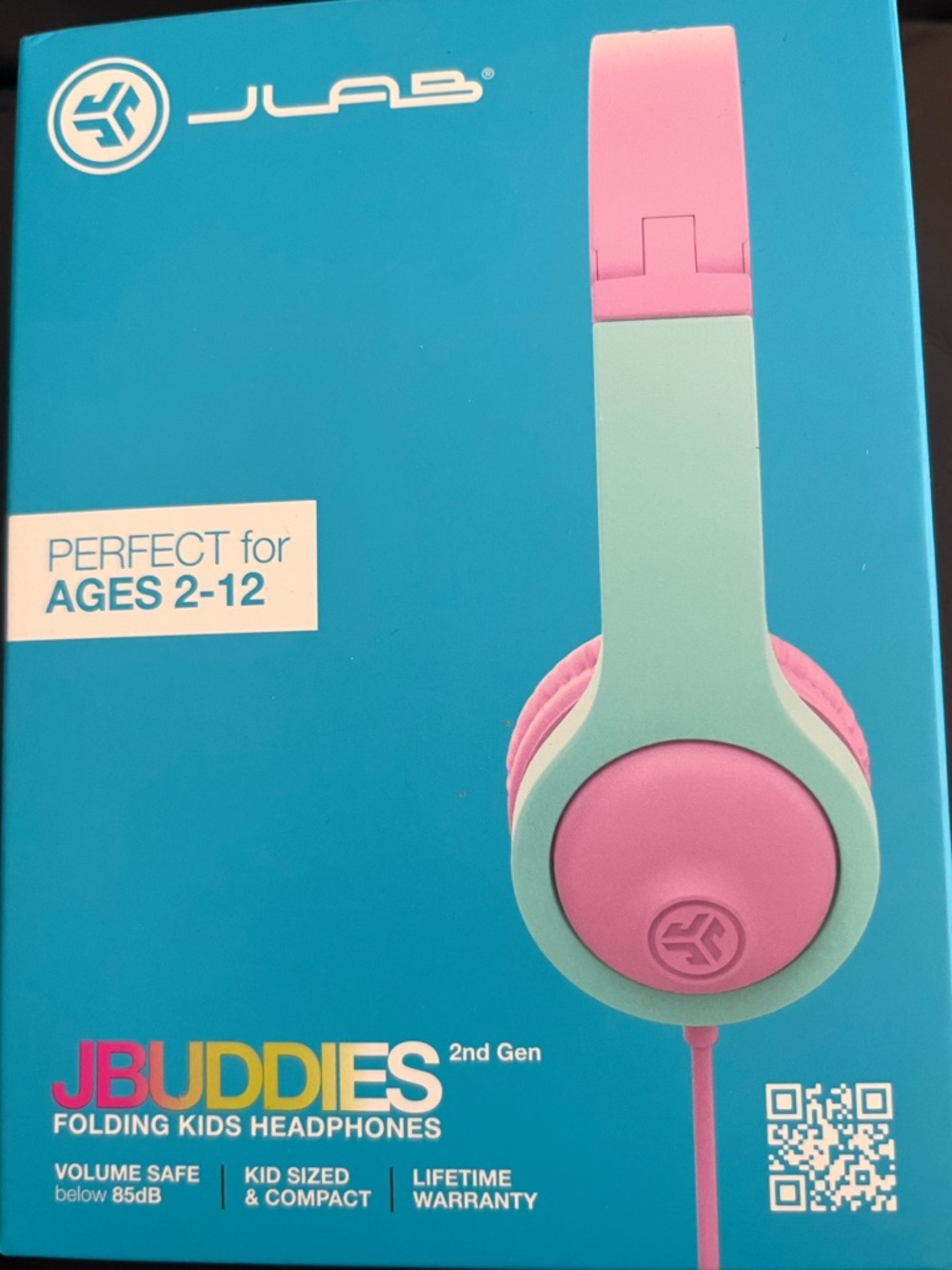 JLab JBuddies 2nd Gen Kids Headphones - Mint & Pink